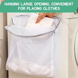 Wasnet voor wasmachine, 50 x 60 cm, waszak, groot met handvat, herbruikbare reis-waszak, hangende waszak, voor gevoelige mantels, blouse, beha, enz. (wit) — thumbnail 5
