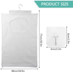 Duurzame waszak om op te hangen aan de deur, doorzichtige mesh-polyester waszak met zelfklevende haken voor slaapkamerkasten, deuren, muren, reizen (wit, zwart) — thumbnail 5