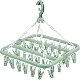 Opvouwbare kledingdroger met 32 clips voor ondergoed en sokken - winddichte hanger voor kleine wasgoedstukken — thumbnail 1