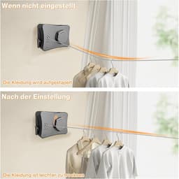 Uittrekbare Waslijn - Droogrek Wandmodel - Kleding Drogen - Ruimtebesparend Ontwerp - 5.1 m - Grijs — thumbnail 5