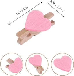 Houten Hart Knijpers - Mini Decoratie Clips - Foto's Ophangen - Natuurlijk Hout Materiaal - 100 Stuks - Roze — thumbnail 5