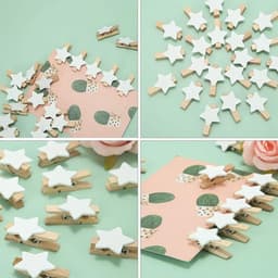Ster Wasknijpers - Houten Clips - Decoratief Knutselen - Natuurlijk Hout - 100 Stuks - Wit — thumbnail 3