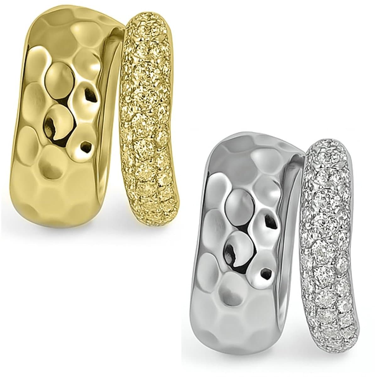 2 Paar Oormanchet Oorbellen zonder piercings, 14K Vrouwen Chunky Earcuff Oorbellen zonder clip-on gat voor kraakbeen voor meisjes, hypoallergeen, zilver+goud — afbeelding 1