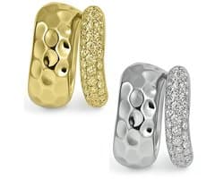 2 Paar Oormanchet Oorbellen zonder piercings, 14K Vrouwen Chunky Earcuff Oorbellen zonder clip-on gat voor kraakbeen voor meisjes, hypoallergeen, zilver+goud