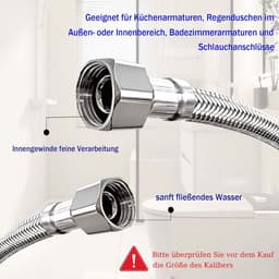 Flexibele kraanslangverlengstukken 10cm/20cm - 304 roestvrij staal - kinkvrije aansluiting - ShopVlot — thumbnail 3