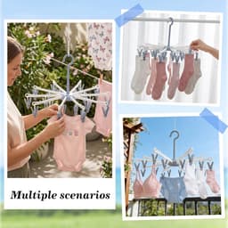 Pack of 2 favourite materials, foldable with 20 clips, 360 degree rotation, for clothes, scarves and towels, suitable - ShopVlot — thumbnail 5