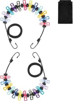 2 Pieces Clothesline Camping, Portable Travel Clothesline, Outdoor Clothesline, Extendable with 12 Pieces Clamps and - ShopVlot — thumbnail 1