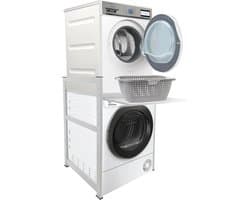 Wasmachinerek - Wit - Uittrekbare lade - Stabiel en belastbaar - Voor Badkamer