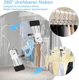 Wasknijpers, roestvrij staal, zwart, 360° draaibare metalen klemmen, antislip, klemhaak, haak voor kleding, broeken, schoenen, laarzen, handdoek, robuuste metalen klemmen voor binnen en — thumbnail 5