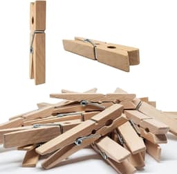 Houten Wasknijpers - Kleding Spelden - Kleding Drogen - Sterke Grip - 50 Stuks - Natuurlijk Hout — thumbnail 4
