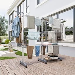 Torendroogrek 3 Etages met 6 Inklapbare Vleugels – Uitschuifbaar Wasrek 66-130 cm – Groot Opvouwbaar Droogrek voor Kleding – Ruimtebesparend & Draagbaar – Voor Binnen, Buiten, Balkon & Grote Gezinnen — thumbnail 4