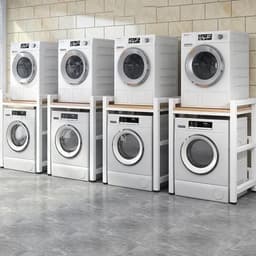 Droger standaard - Wasmachine rek - Ruimte besparen - Verstelbare hoogte - 75cm breed - Wit — thumbnail 2