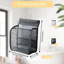 Wasknijperzakken - Opberghangers - Huishouden Organiseren - Met Haken - 20 x 10 x 24 cm - Zwart Grijs — thumbnail 2