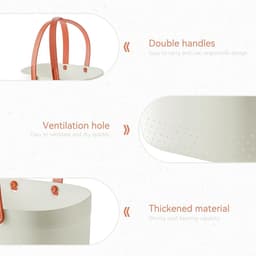 SnelShoppen - Draagbare Douchemand Met Ventilatiegaten, Kunststof Opbergmand Voor Badkamer, Grote Capaciteit, Handgrepen, Wit, Ideaal Voor Camping En — thumbnail 4