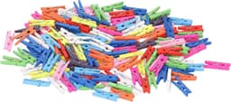 Houten Was Knijpers - Kleine Kledinghangers - Hobby Projecten - Natuurlijk Hout Materiaal - 100 Stuks - Felle Kleuren — thumbnail 1