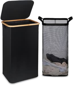 NIVA® Wasmand - Wasmanden - Wassorteerder - Zwart - 41cm x 33cm x 74cm — thumbnail 1