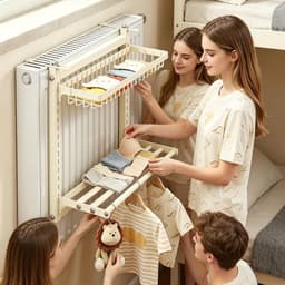 Radiator Droogrek - Handdoekdroger Hangend - Kleding Drogen - Dubbele Laag Koolstofstaal - 60 centimeter - Mat Zwart — thumbnail 4