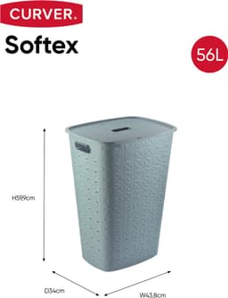Curver Softex Wasmand met Deksel 56L - 2 stuks - Blauw — thumbnail 2