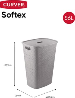 Curver Softex Wasmand met Deksel 56L - 2 stuks - Taupe — thumbnail 2