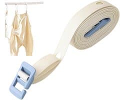 Reiskledinglijn - Draagbare Waslijn - Kleding Drogen - 34 Ophangpunten - 35 Meter - Crèmekleurig