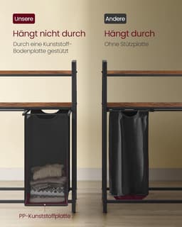 Wasmand – 4 vakken – 2 planken – Vintage bruin/Zwart — thumbnail 4