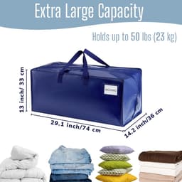 SnelShoppen - 8 Pack Verhuis Tassen Extra Groot Heavy-Duty Met Rugtasriemen, Sterke Handgrepen & Ritsen, Kledingopslag, Verpakkings- en Waszakken, Her — thumbnail 2