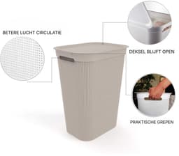 KIRA® Wasmand Curver - Wasmand -Wasverzamelbak - Antraciet - 43cm x 34cm x 53cm — thumbnail 4