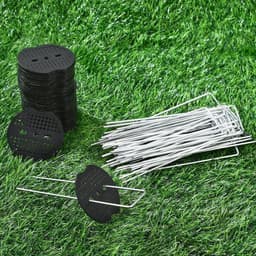 SnelShoppen - Weed Cloth, U-vormige Grondankers, 50 Grondankers + 50 Bufferdiscs, Tuin, Groentetuin, 150 x 40 mm, Galvaniseerd, Sterk en Duurzaam — thumbnail 5