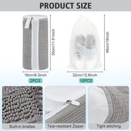 Solidchoice - Flintronic 2 stuks waszakken, herbruikbaar, voor wasmachine en wasdroger, ideaal voor gymschoenen, sokken, beha's (donkergrijs) — thumbnail 3
