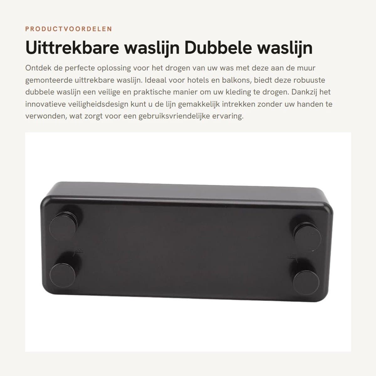 Solidchoice- Waslijn Uittrekbaar 30 Meter - Dubbele Waslijn - Roestvrij Staal - Veiligheidsdesign - Voor Balkon - Ruimtebesparend - Kledinglijn — afbeelding 1