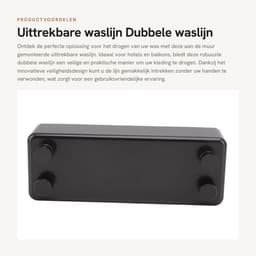 Solidchoice- Waslijn Uittrekbaar 30 Meter - Dubbele Waslijn - Roestvrij Staal - Veiligheidsdesign - Voor Balkon - Ruimtebesparend - Kledinglijn — thumbnail 1