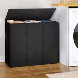 Wasmand - Wassorteerder - Wasgoedorganizer - Opvouwbare 3-Vaks Wasmand 195L - Uitneembare Binnenzakken & Deksel - 83 × 74 × 32 cm - Compact Opvouwbaar - Voor Slaapkamer, Badkamer & Studentenkamer — thumbnail 4