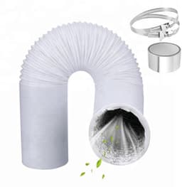 PromoHome Ontluchtingsslang 125 mm - 4,2 m Flexibele Aluminium/PVC Wasdroger Luchtkanaal met 2 Klemmen en 5 m Aluminiumtape - Ventilatieslang voor Airco, Afzuigkap en HVAC - Wit — thumbnail 1