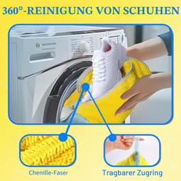 Schoenwaszak, wasmachine, 2 stuks, herbruikbare waszak met 360° reinigingspluisjes voor schoenen (geel) — thumbnail 4