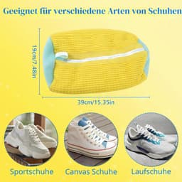 Schoenwaszak, wasmachine, 2 stuks, herbruikbare waszak met 360° reinigingspluisjes voor schoenen (geel) — thumbnail 5