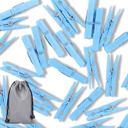 Kunststof Wasknijpers - Mini Clips - Feestdecoratie - Roestvrijstalen veer - 100 stuks - Blauw — thumbnail 3