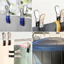 Grote Wasknijpers - Handdoek Clips - Kleding Drogen - Roestvrij Staal - 12 cm - Blauw Zwart — thumbnail 4