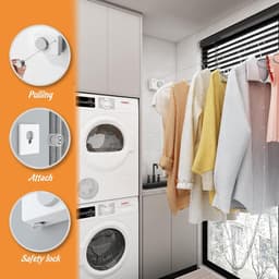Intrekbare Waslijn - Kledinglijn Binnen - Kleding Drogen - Automatisch Terugtrekkend - 42 Meter - Wit — thumbnail 2