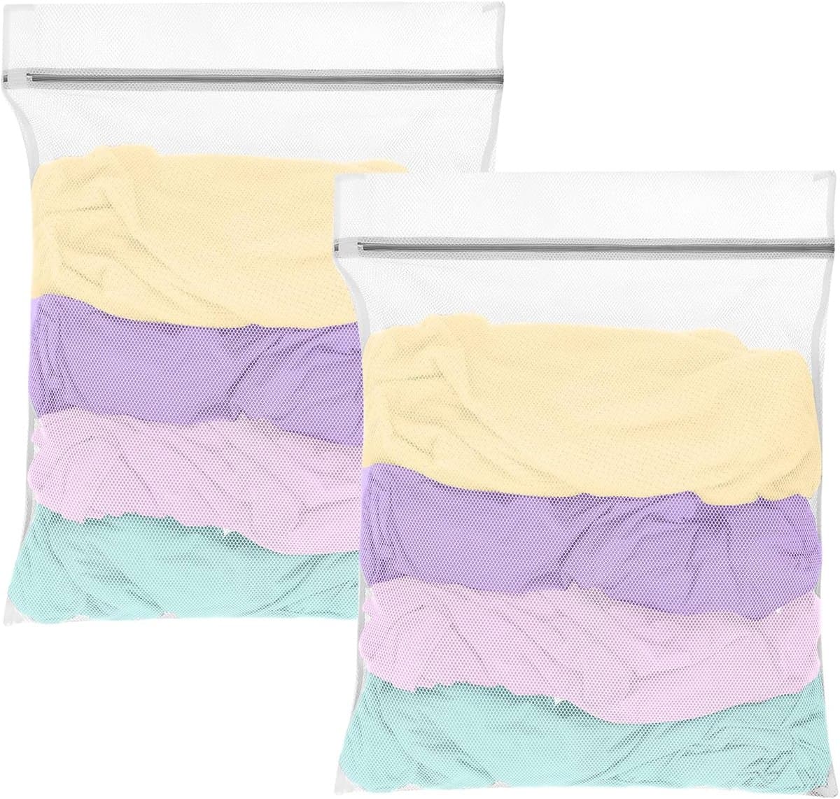 SnelShoppen - 2Pcs Extra Grote Wasnetten met Rits, Duurzame Herbruikbare Waszakken voor de Wasmachine - 60x80cm voor Delicate Kleding, Sweaters, Jasse — afbeelding 1