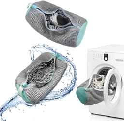 Inovra - waszakken voor schoenen, 2 stuks, waszakken voor schoenen, waszak met ritssluiting, herbruikbare waszak, efficiënte reiniging, grijs — thumbnail 1