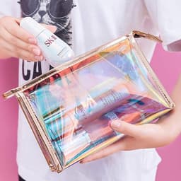 Draagbare Reiswaszak en Transparante Make-up Tas met Rits voor Pennen, Koptelefoon en Kleine Make-up Accessoires - Set van 2 — thumbnail 2