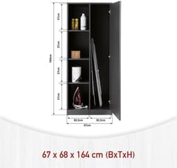 Interlink Lifestyle Studio Flow Wasruimtecombinatie Bundel 15 - Antraciet - 201 x 68 x 208 cm - Complete wasruimte met opbergkasten — thumbnail 5