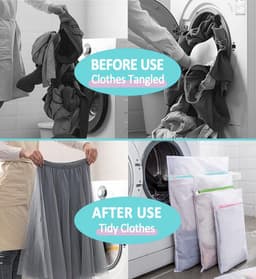 Zak 6 Stuks , 40cm - 60cm 3 Verschillende Maten Wasgoed Zak, Wasgoed Zak Beschermt Delicate Kleding, Verborgen Rits, Zeer Duurzaam — thumbnail 5