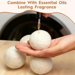 6 droogballen voor wasdroger, Ø 8 cm, droogballen van schapenwol, natuurlijke wasverzachter, wasballen, voor droger, vermindert de droogtijd, 100% ecologische schapenwol — thumbnail 5