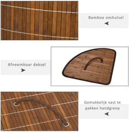 Damenzo - Wasmand - Wasmand met deksel - Wasmanden - Wasmand hoekmodel - Afneembare hoes - 55 Liter - 38X38X57 cm - Bamboe — thumbnail 4