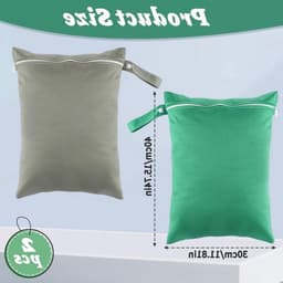2 Stuks Waterdichte Waszakken voor Reizen, Grote Nat Bag voor Zwemkleding en Vuil Wasgoed 30 x 40 cm (Grijs/Groen) — thumbnail 4