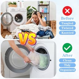 3D Mesh Waszakken Set van 3 met Ophanglussen, Duurzame Waszakken voor Kleding, Delicates en Ondergoed, Ideaal voor de Wasmachine — thumbnail 3