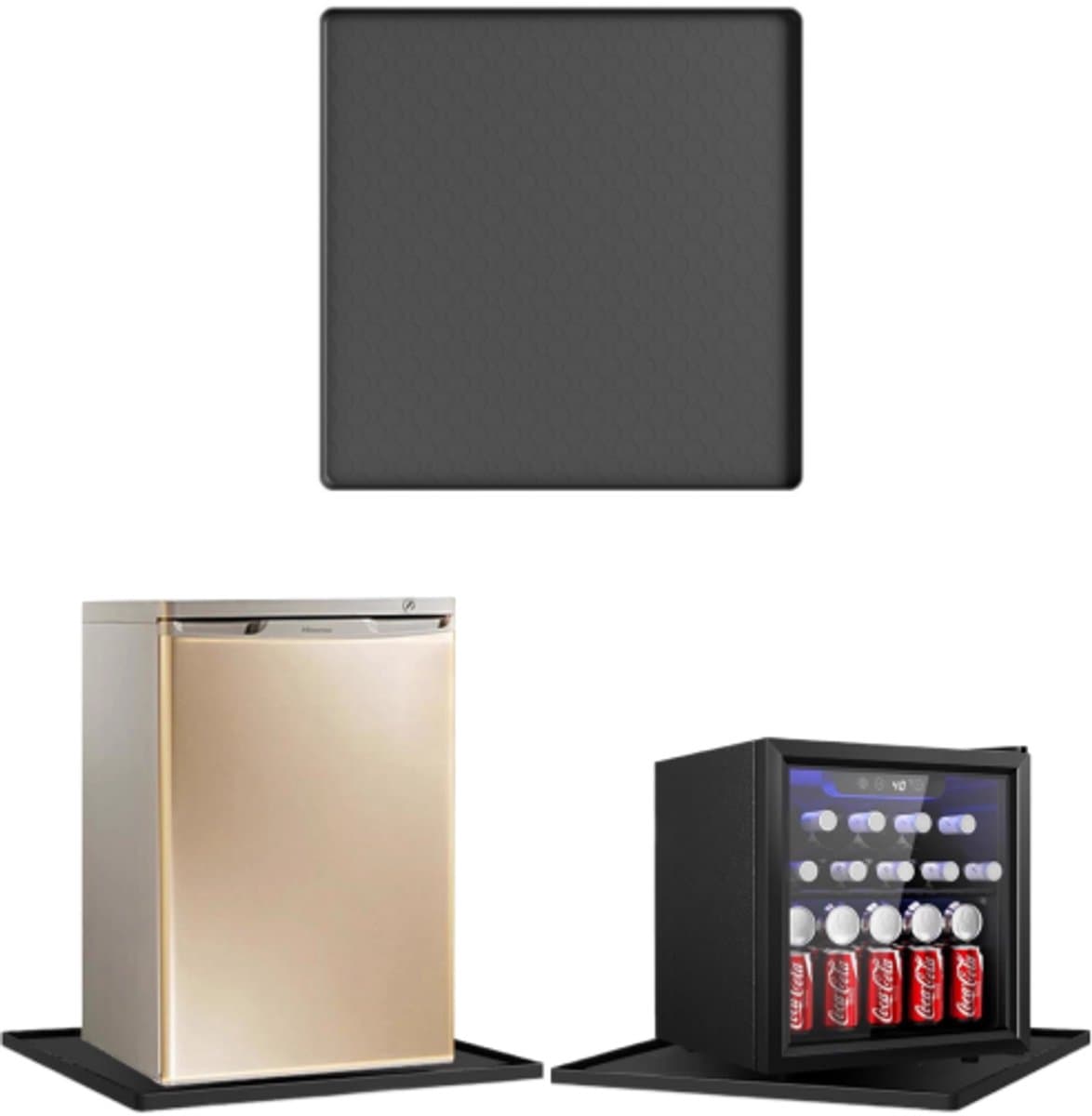 Koelkastmat - gemaakt van siliconen - met opstaande randen - antislip - vlekbestendig - kan ook gebruikt worden als wasmachinemat of koelkastmat - 50 x 50 cm - zwart — afbeelding 1