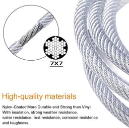 Namajunas - 56 stuks staalkabelset - Buitenverlichting geleidedraad - 30M/100FT 304 roestvrijstalen draadkabel - Staalkabel met oogjeshaken - voor Buiten Tuin Keuken - M5 spanschroef staalkabel - Spandraad systeem Voor Klimplanten - Waslijn — thumbnail 3