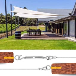 Namajunas - 56 stuks staalkabelset - Buitenverlichting geleidedraad - 30M/100FT 304 roestvrijstalen draadkabel - Staalkabel met oogjeshaken - voor Buiten Tuin Keuken - M5 spanschroef staalkabel - Spandraad systeem Voor Klimplanten - Waslijn — thumbnail 2
